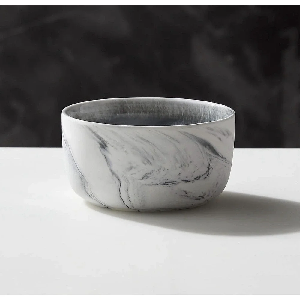 CB2 Swirl Black & White Mini Bowl Side Sauce Cup By Jennifer Fisher Marble Look